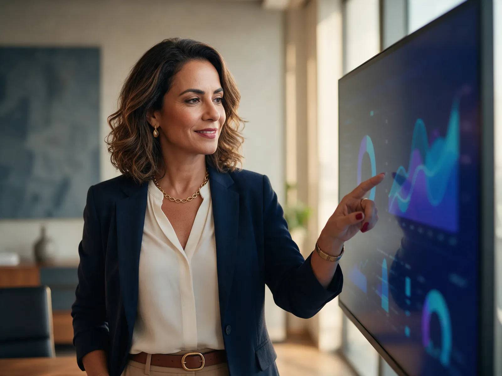 Gestora de RH analisando indicadores de pessoas numa tela